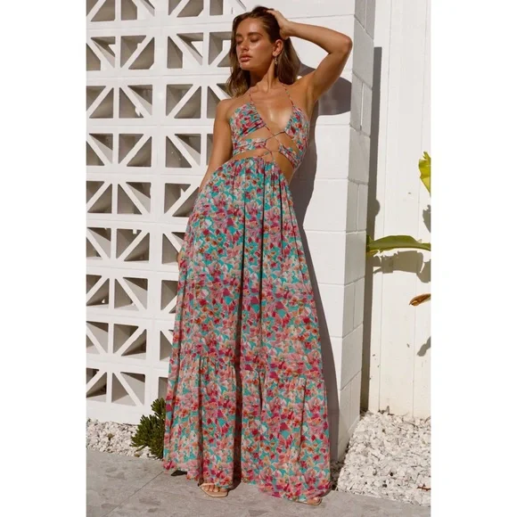 💐 Hello Molly, Free Flight Floral Strappy Maxi Dress - Picture 9 of 16